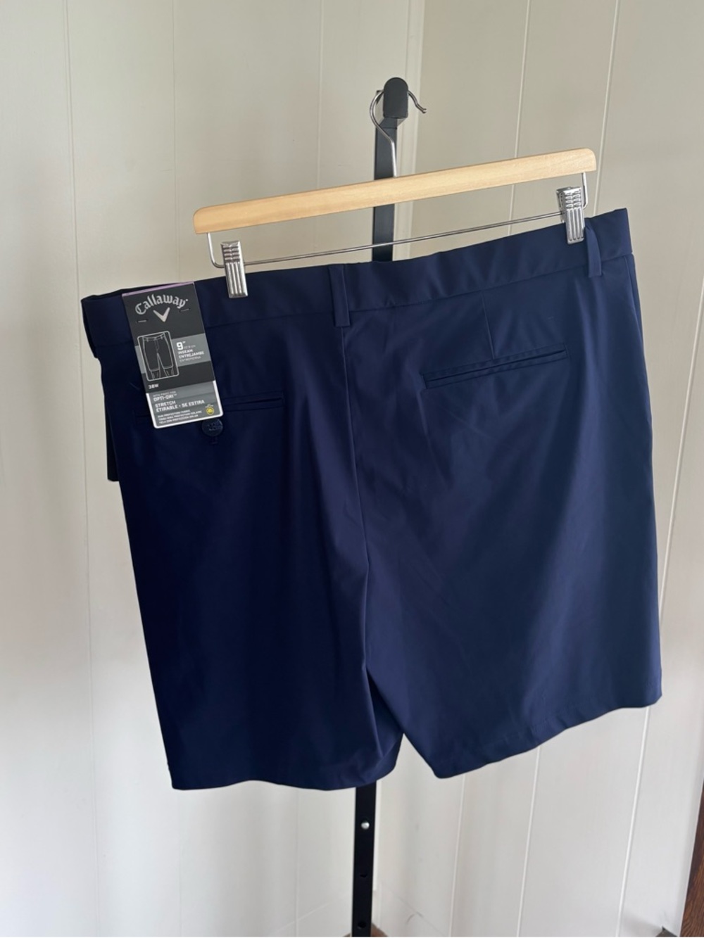Callaway Mens 38x9 Flat Front Performance Chino Opti Dri Golf Shorts Navy NWT - Picture 2 of 8